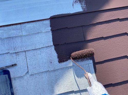 春日井市　外壁塗り替え　屋根　中塗り