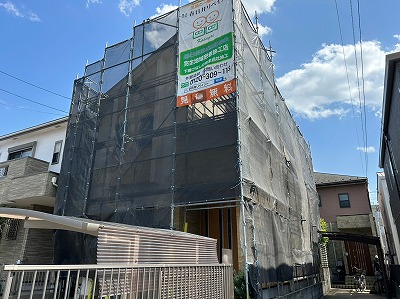 名古屋市北区　外壁塗装　足場